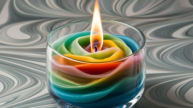 Photo candle in a glass with colorful