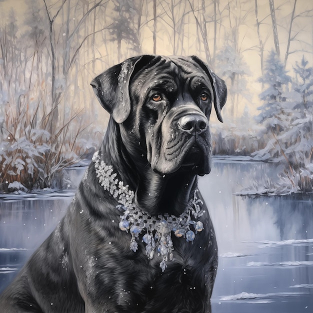 Photo cane corso orné de joyaux