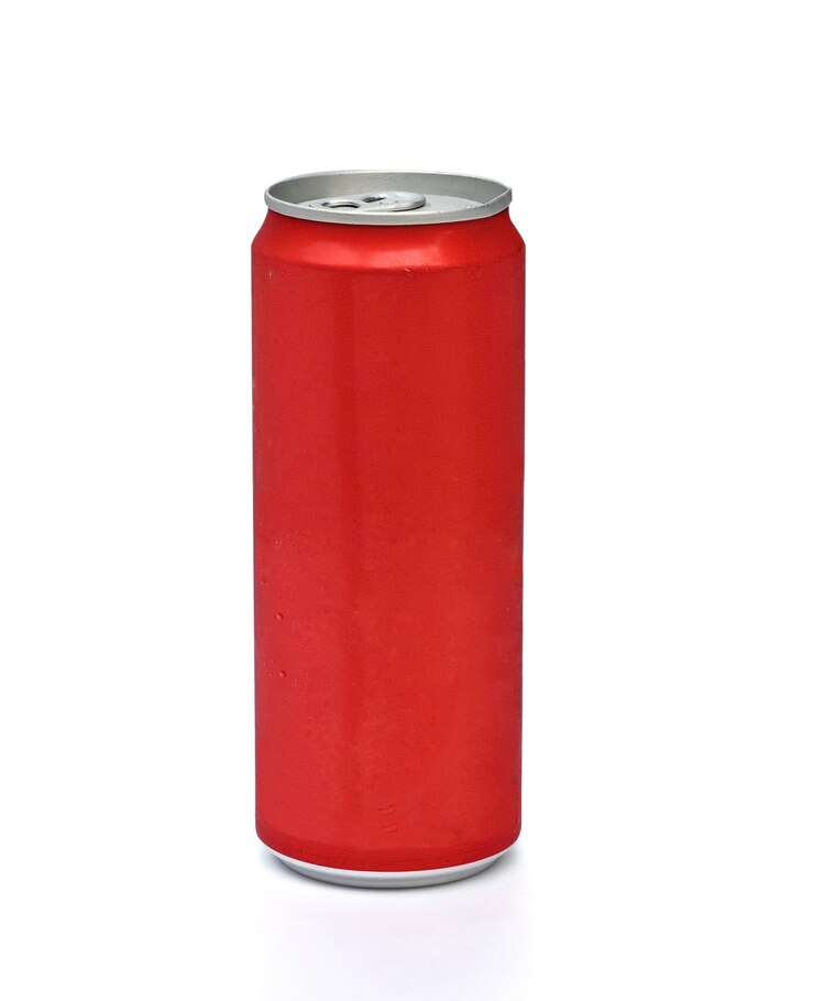 Canette en aluminium rouge sur blanc