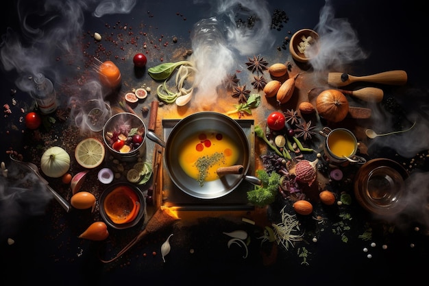 Canevas culinaire IA générative Une représentation abstraite de la cuisine gastronomique