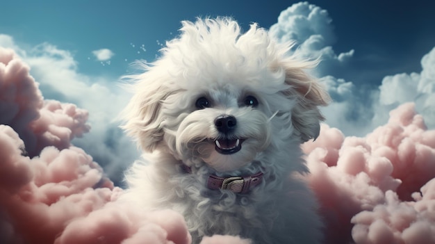 Un caniche dans les nuages