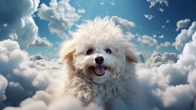 Un caniche dans les nuages