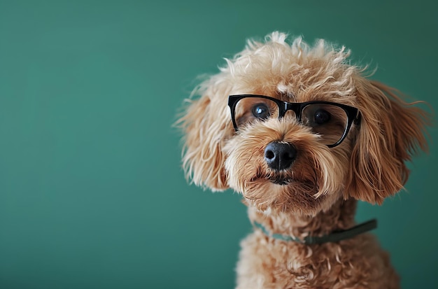 Un caniche avec des lunettes d'érudit