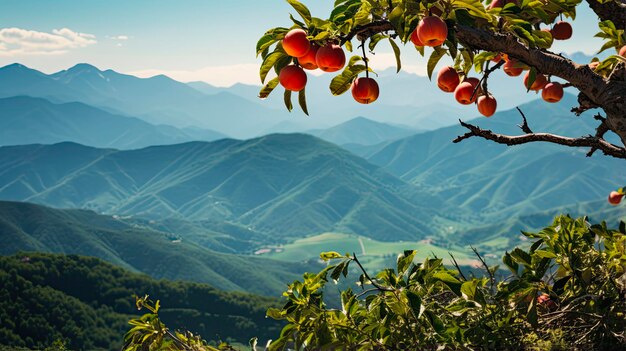 Photo le canigou de la montagne catalane avec des pêches ensoleillées une vue panoramique époustouflante