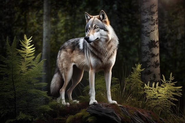 Canis lupus ou le loup gris dans les bois