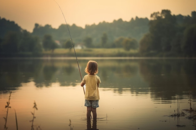 Canne à pêche enfant pêcheur Generate Ai