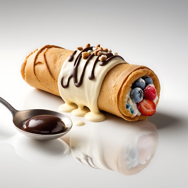 Photo cannoli sur fond blanc