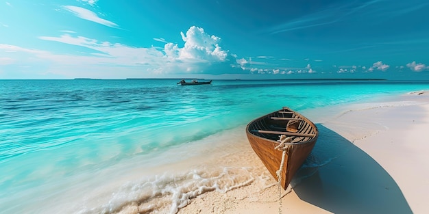 Canoë sur la plage de sable tropical magnifique