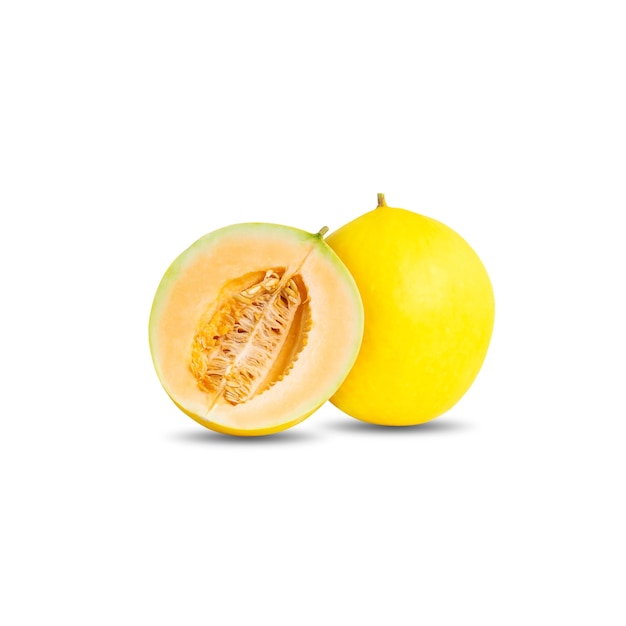 Cantaloup jaune ou melon isolé sur fond blanc