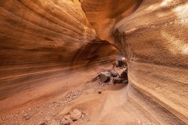 Canyon calcaire pittoresque, Barranco de las Vacas à Gran Canaria, îles Canaries, Espagne.