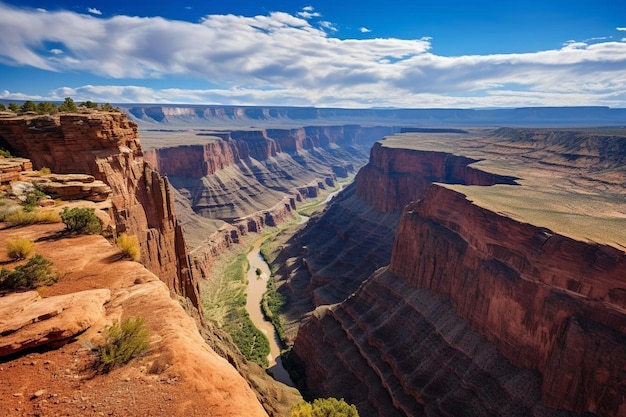 un canyon avec une rivière qui le traverse