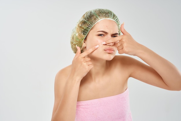 Capes de douche à épaules nues pour femmes, soins de la peau du visage, photo de haute qualité