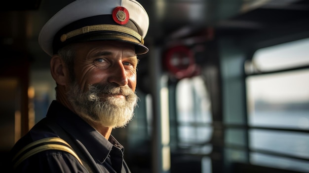 Le capitaine de ferry est fier de son rôle dans le transport par voie navigable pittoresque.