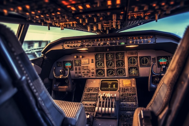 Capitaine pilote avion vol avion cockpit voyage transport avion aviation IA générative