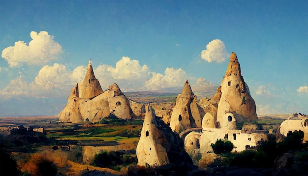 Cappadoce Turquie étrange montagne ciel ensoleillé