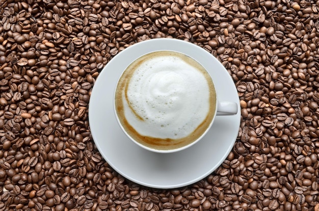 Cappuccino sur grains de café