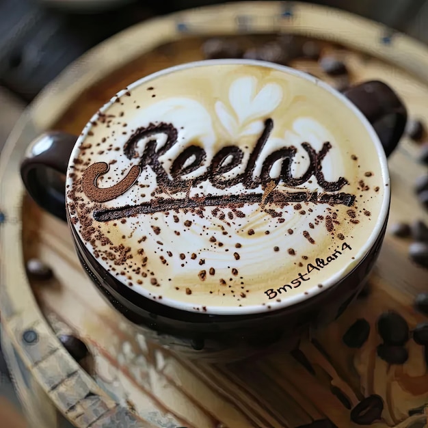 Photo un cappuccino sur un plateau en bois