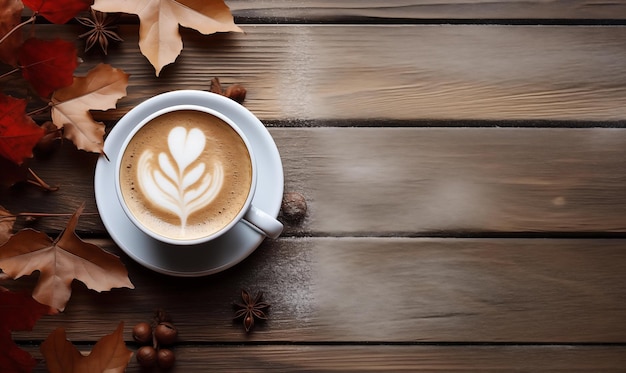 un cappuccino sur une table en bois