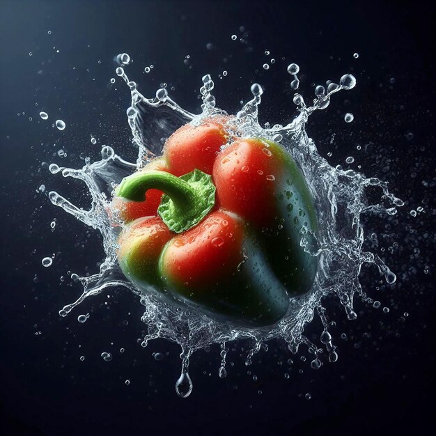 Photo capsicum frais de gouttes d'eau aigénéré