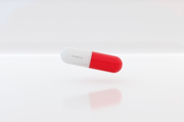 Capsule rouge et blanche sur fond blanc