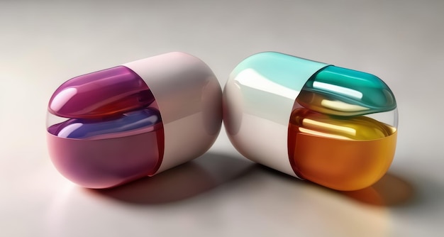 Des capsules de pilules vibrantes avec des remplissages colorés parfaites pour un style de vie soucieux de la santé