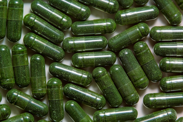 Capsules de superfood d'algues vertes de chlorella