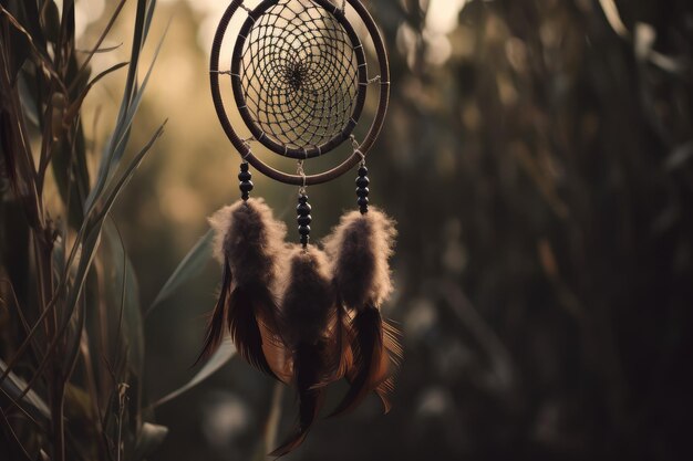 Photo le capteur de rêves, le coucher de soleil, le symbole du totem, le générateur ai.