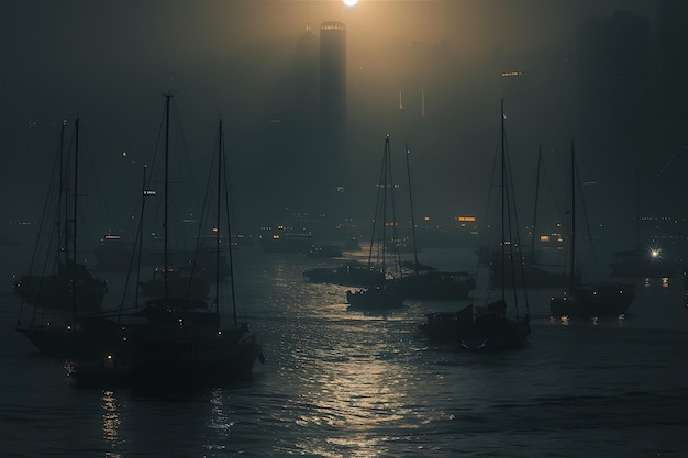 Capture de la baie de Hong Kong dans le style de la Renaissance à Hong Kong