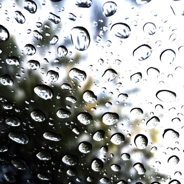 Photo capture complète de gouttes d'eau sur une fenêtre en verre