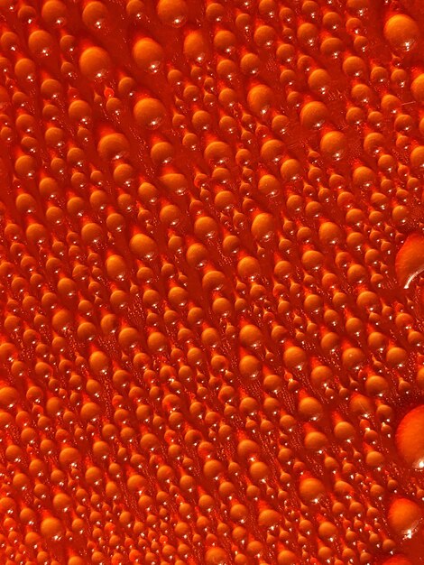 Photo capture complète de gouttes d'eau sur une surface orange