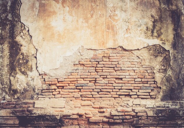 Photo capture complète d'un mur de briques altéré