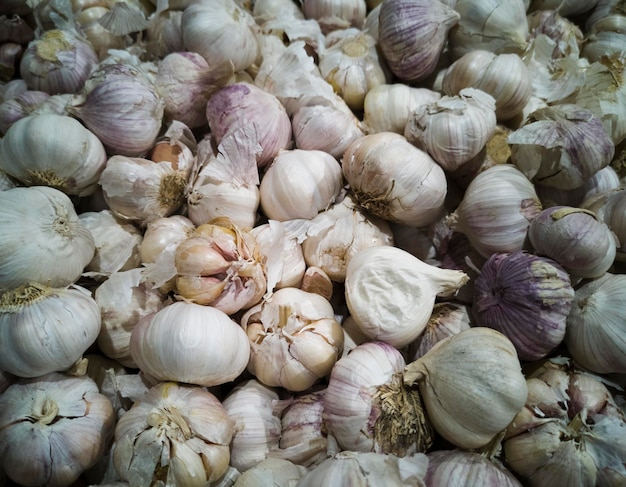 Photo capture complète d'oignons à vendre sur le marché