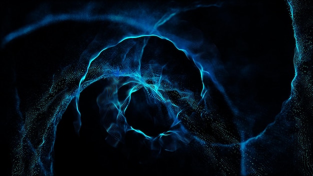 Capture complète d'une peinture lumineuse éclairée sur fond noir