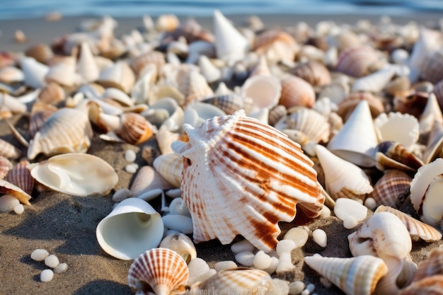 Capture de coquillages saillants sur la plage