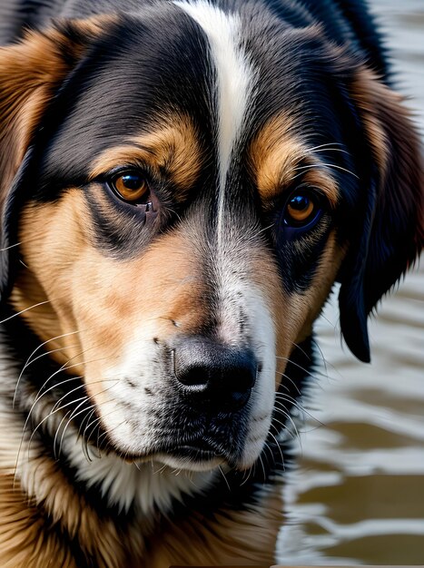 Photo capture détaillée d'une rivière d'un chien très détaillé à l'aide de la technologie hdr generative ai generated