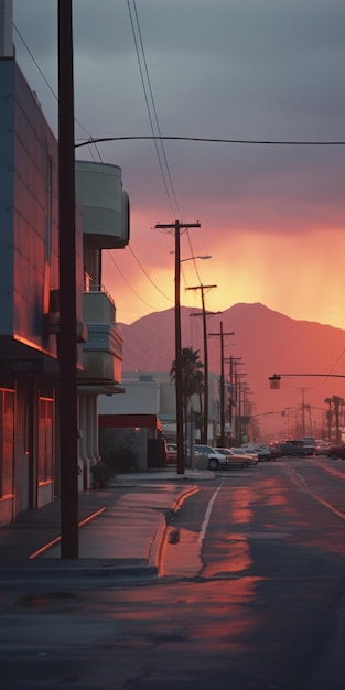 Photo capture du paysage chaud, du ciel rouge et des photos photoréalistes des stars d'hollywood