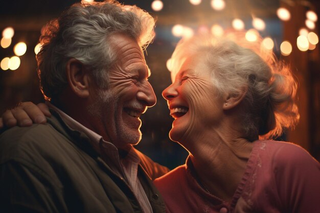 Capture en haut angle d'un couple plus âgé qui rit