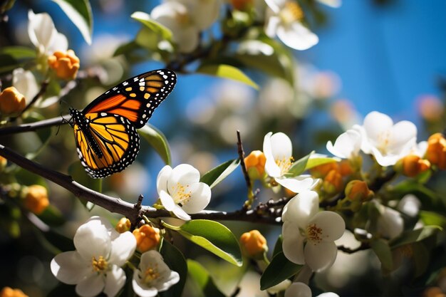Photo la capture d'une image du papillon monarque