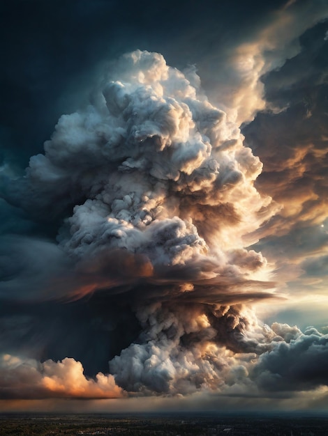 Une capture d'oreille d'un très grand nuage d'orage dans le style de visions apocalyptiques de Dimitry Roulland