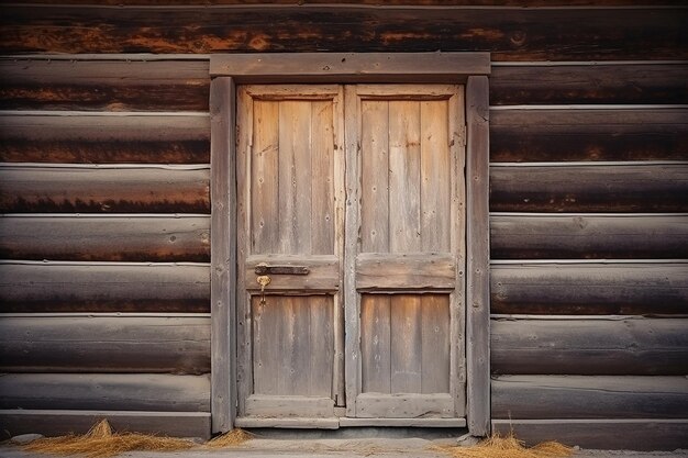 Capture de la porte fermée d'une mystérieuse cabane en bois