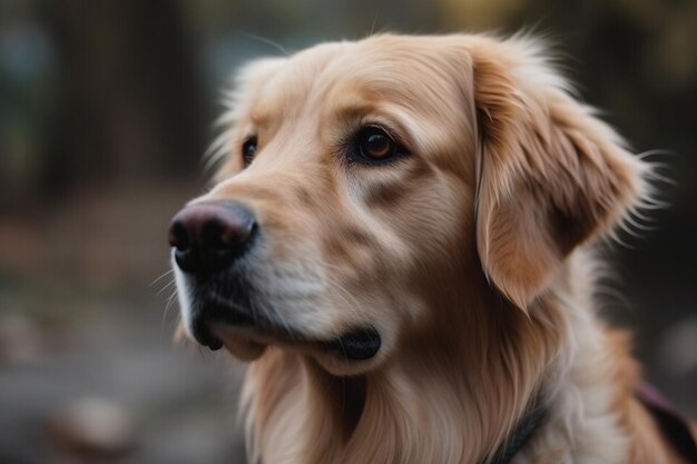 Capture sélective d'un adorable golden retriever à l'extérieur