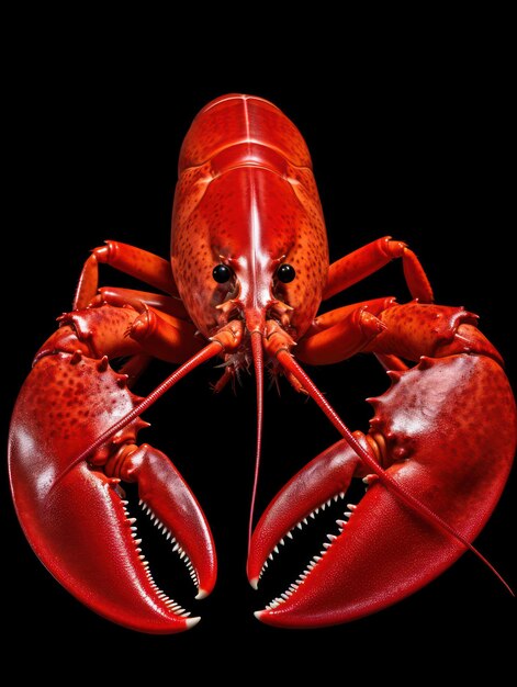 Photo capture de studio de homard isolée sur un fond noir clair ai générative