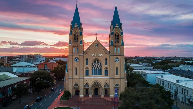 Photo capture verticale de la cathédrale saint-xavier à adélaïde, en australie