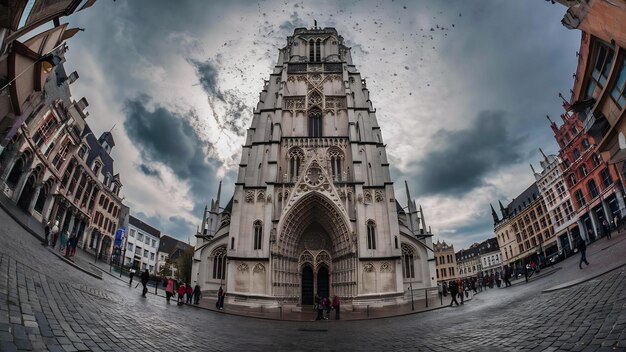 Capture verticale d'une tour de cathédrale à Gand, en Belgique