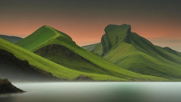 Capturer la beauté de la nature Une photo verte à longue exposition époustouflante avec la montagne rouge