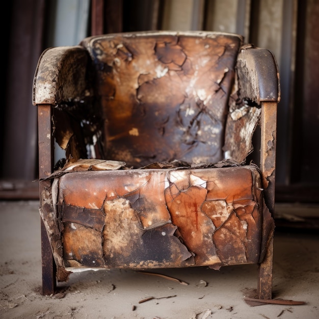 Photo capturer le charme rustique de la chaise en microfibre primée avec une esthétique vintage