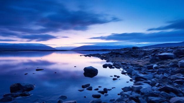 Photo capturer le pays des merveilles magique d'abisko à l'heure bleue