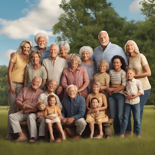 Photo capturez la chaleur et la joie d'une réunion de famille avec des câlins des rires et des générations qui se réunissent