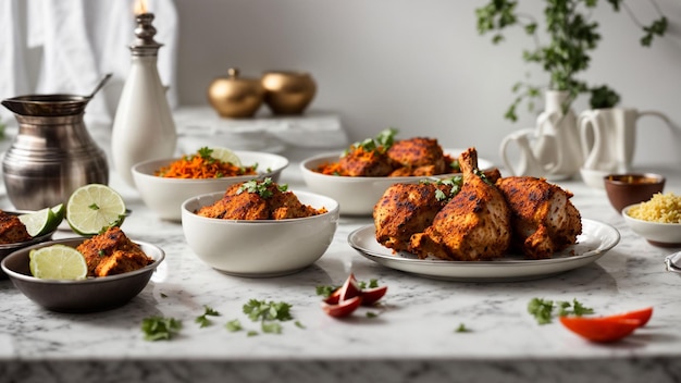 Capturez l'essence de l'art culinaire indien avec une photo de qualité de Tandoori Chicken impec