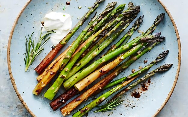 Capturez l'essence des asperges rôties dans une photo de nourriture délicieuse